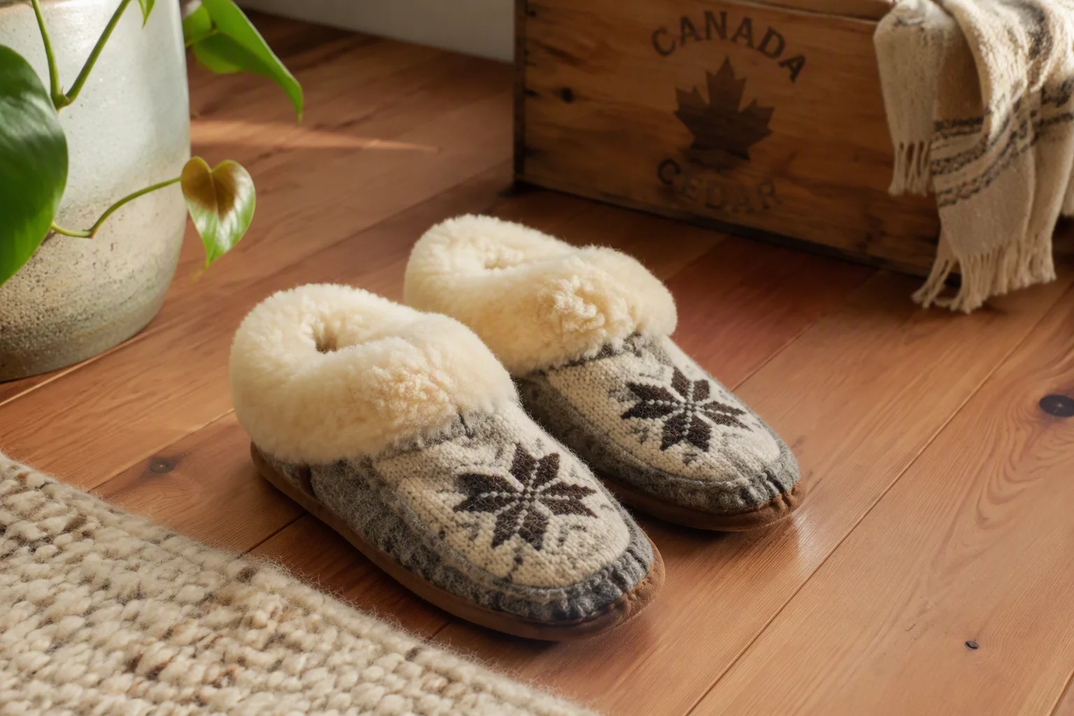 Handcrafted cozy slippers for Canadian indoor living